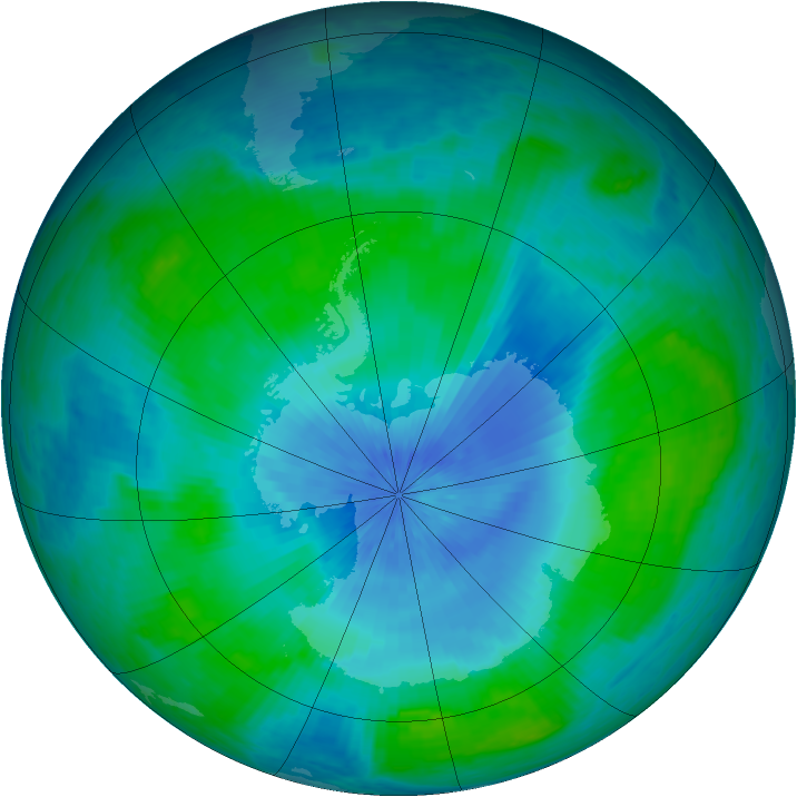 Antarctic ozone map for 23 February 2003